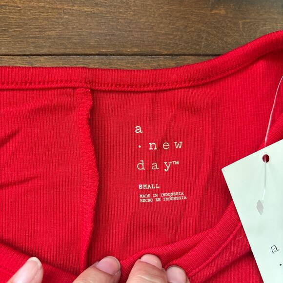 A New Day Dress Size Small Red Ribbed Stretchy Modal NEW Bodycon Midi - Picture 4 of 8